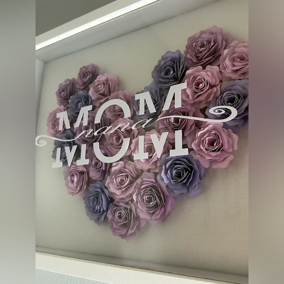 Handmade mom/nana frame with paper flower heart- customizable - Picture 2 of 3